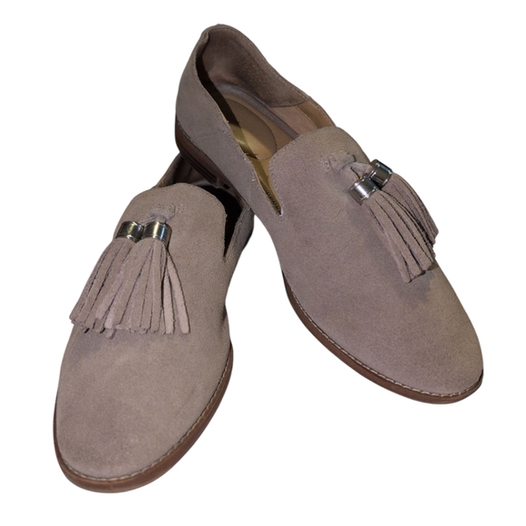Franco Sarto Shoes Sz 8.5 Tan Taupe Suede Holland Loafer Moccasin Tassel Comfort - Picture 1 of 8